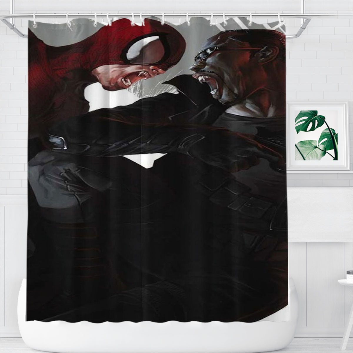 Spiderman Vs Blade Bathroom Shower Curtain Fabric Waterproof | 66 X 72 Inch