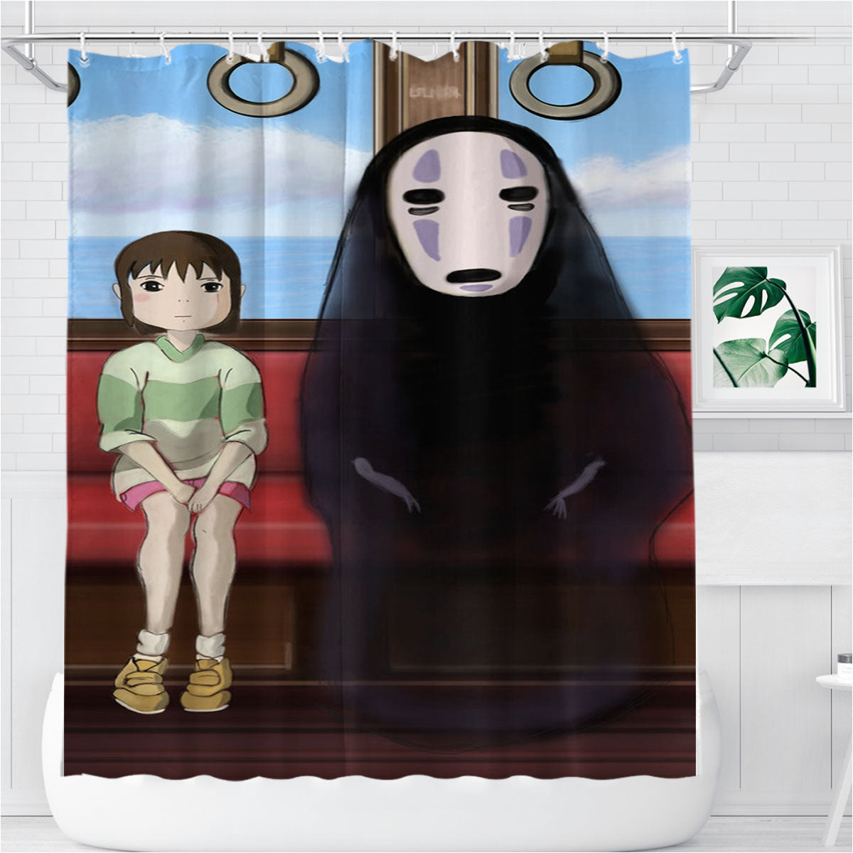 Spirited Away Train Bathroom Shower Curtain Fabric Waterproof | 66 X 72 Inch