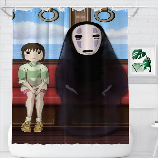 Personalized Spirited Away Train Shower Curtain Farmhouse Bathroom Decor