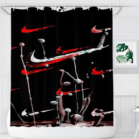 Splash Nike Splatter On Black Bathroom Shower Curtain Fabric Waterproof | 66 X 72 Inch