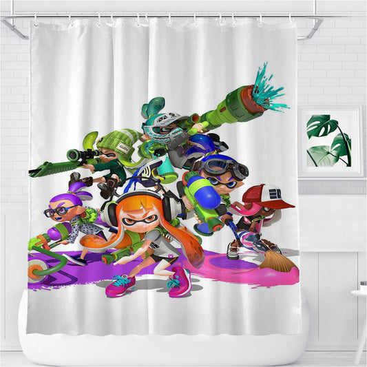 Personalized Splatoon All Characters Wallpapers Shower Curtain Farmhouse Bathroom Decor