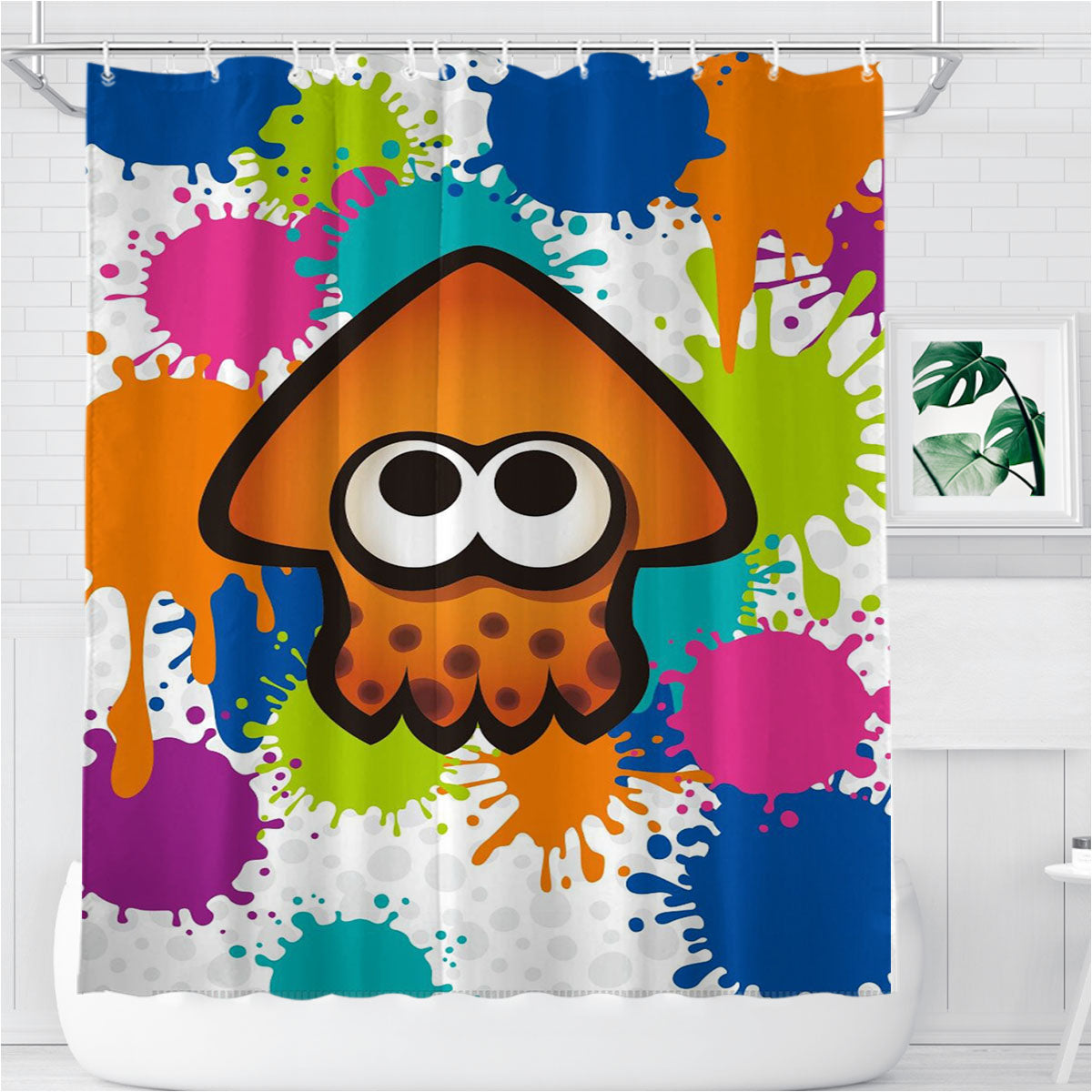 Splatoon Squid1 Bathroom Shower Curtain Fabric Waterproof | 66 X 72 Inch