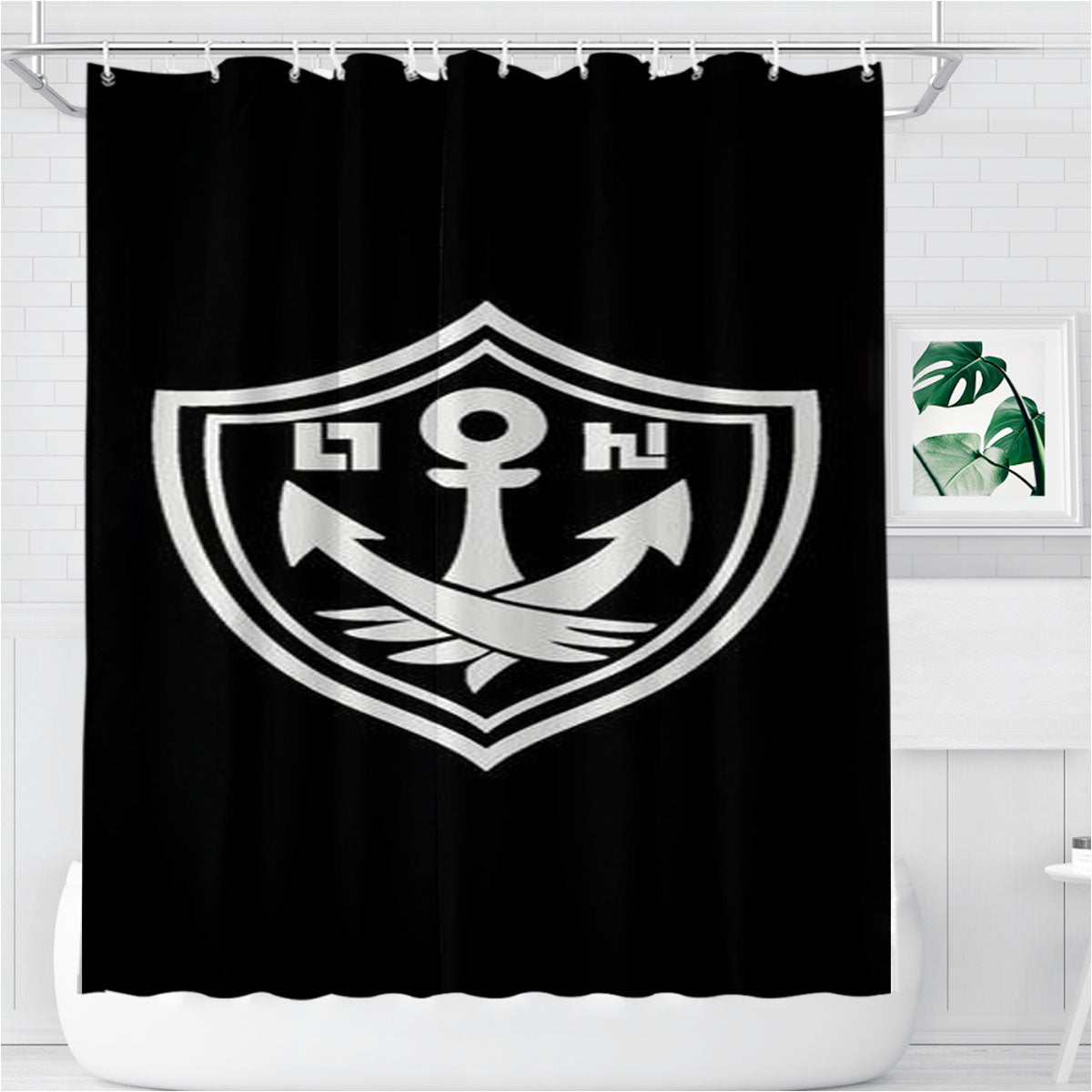 Splatoon White Anchor Bathroom Shower Curtain Fabric Waterproof | 66 X 72 Inch