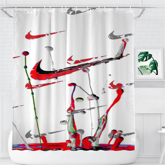 Splatter Splash Color Nike Pattern Style Bathroom Shower Curtain Fabric Waterproof | 66 X 72 Inch