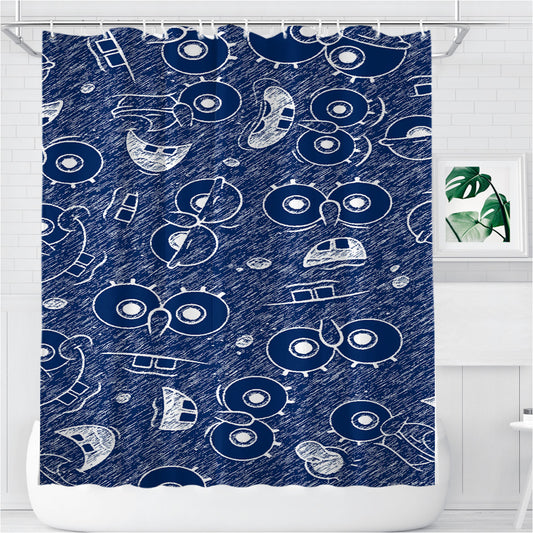 Personalized Spongbob Face Pattern Navy Shower Curtain Farmhouse Bathroom Decor