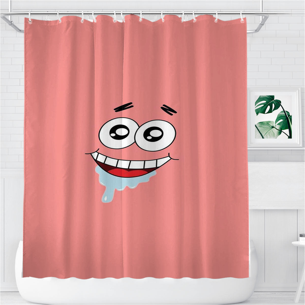 Spongebob Squarepants Patrick Face Bathroom Shower Curtain Fabric Waterproof | 66 X 72 Inch