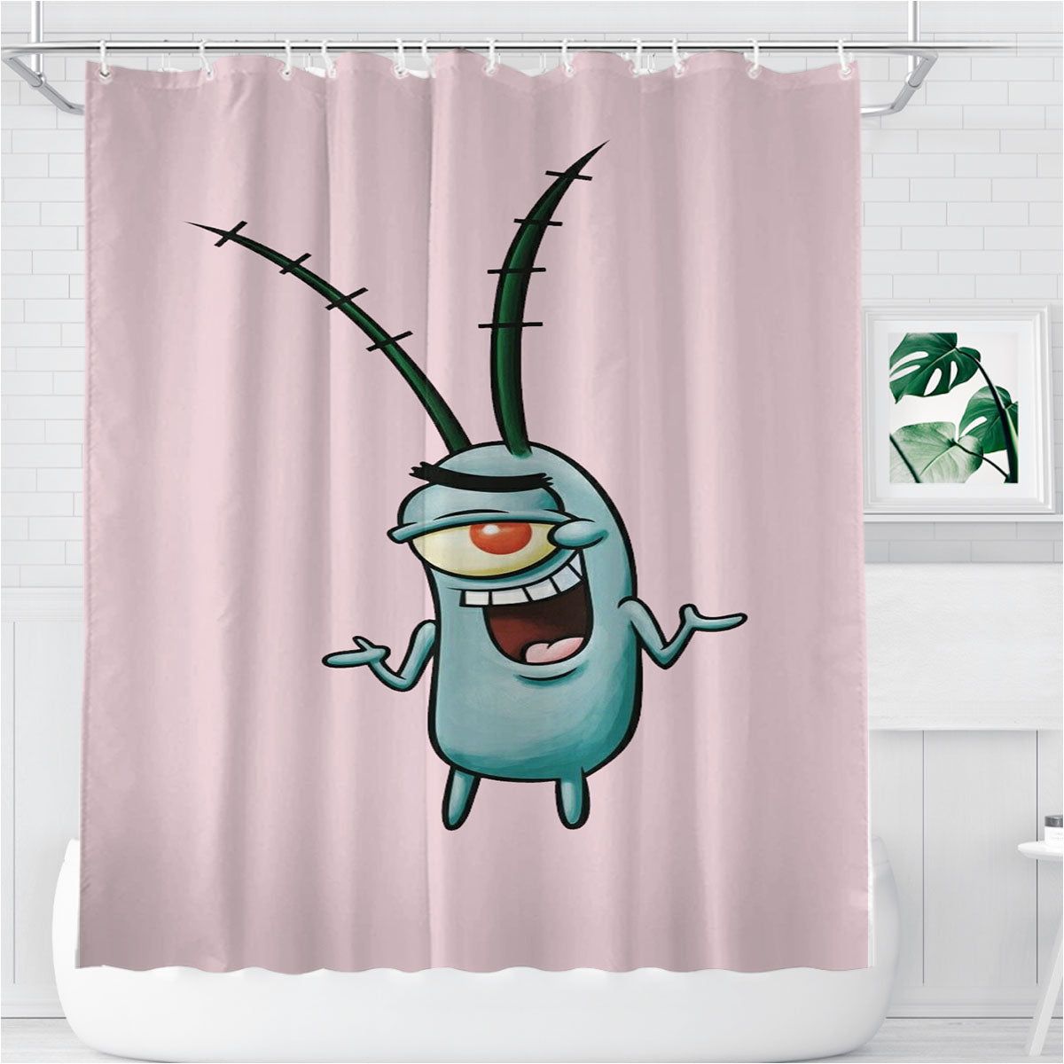 Spongebob Squarepants Plankton Bathroom Shower Curtain Fabric Waterproof | 66 X 72 Inch