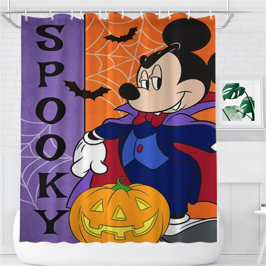 Personalized Spooky Mickey Mouse Shower Curtain Farmhouse Bathroom Decor