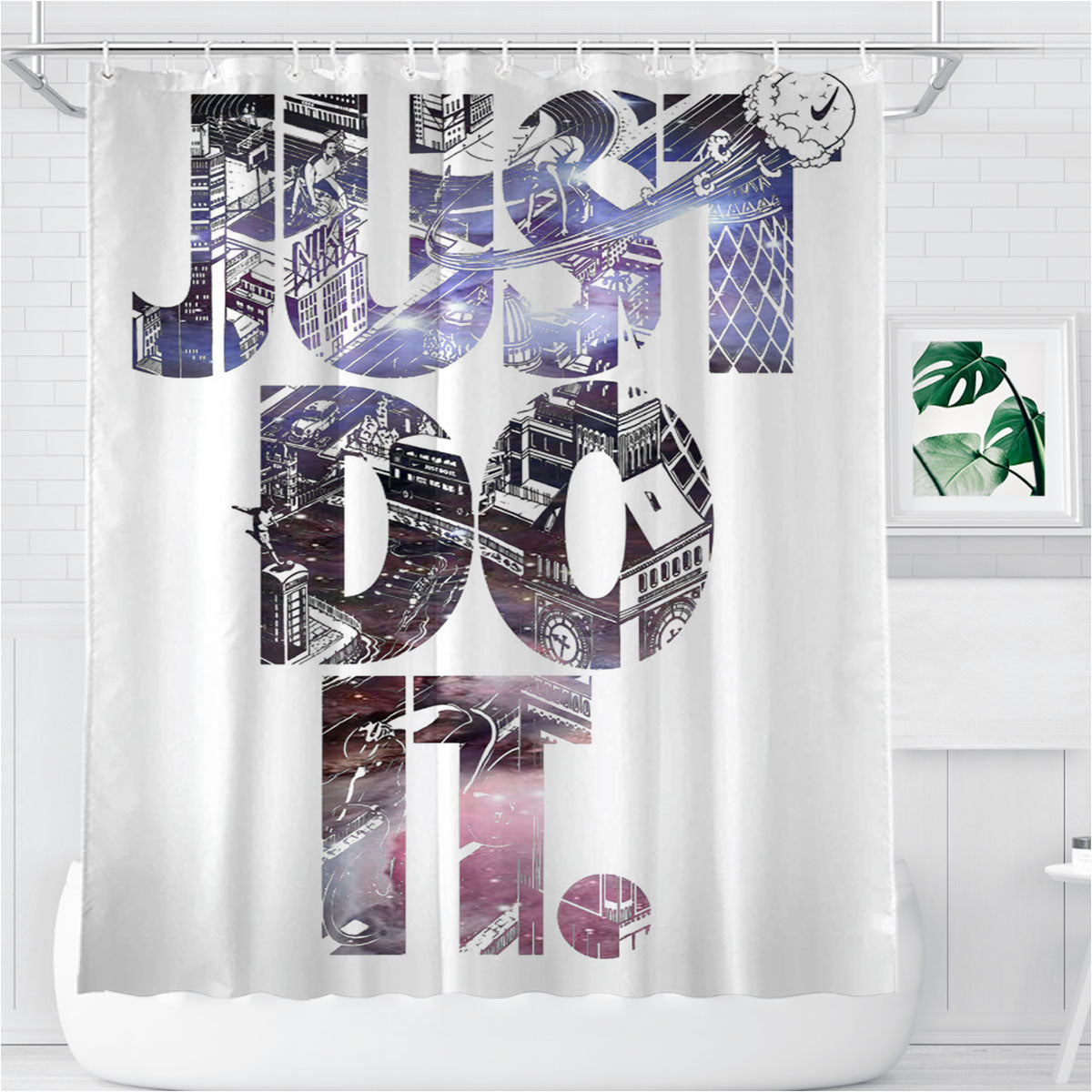 Sport Just Do It Bathroom Shower Curtain Fabric Waterproof | 66 X 72 Inch