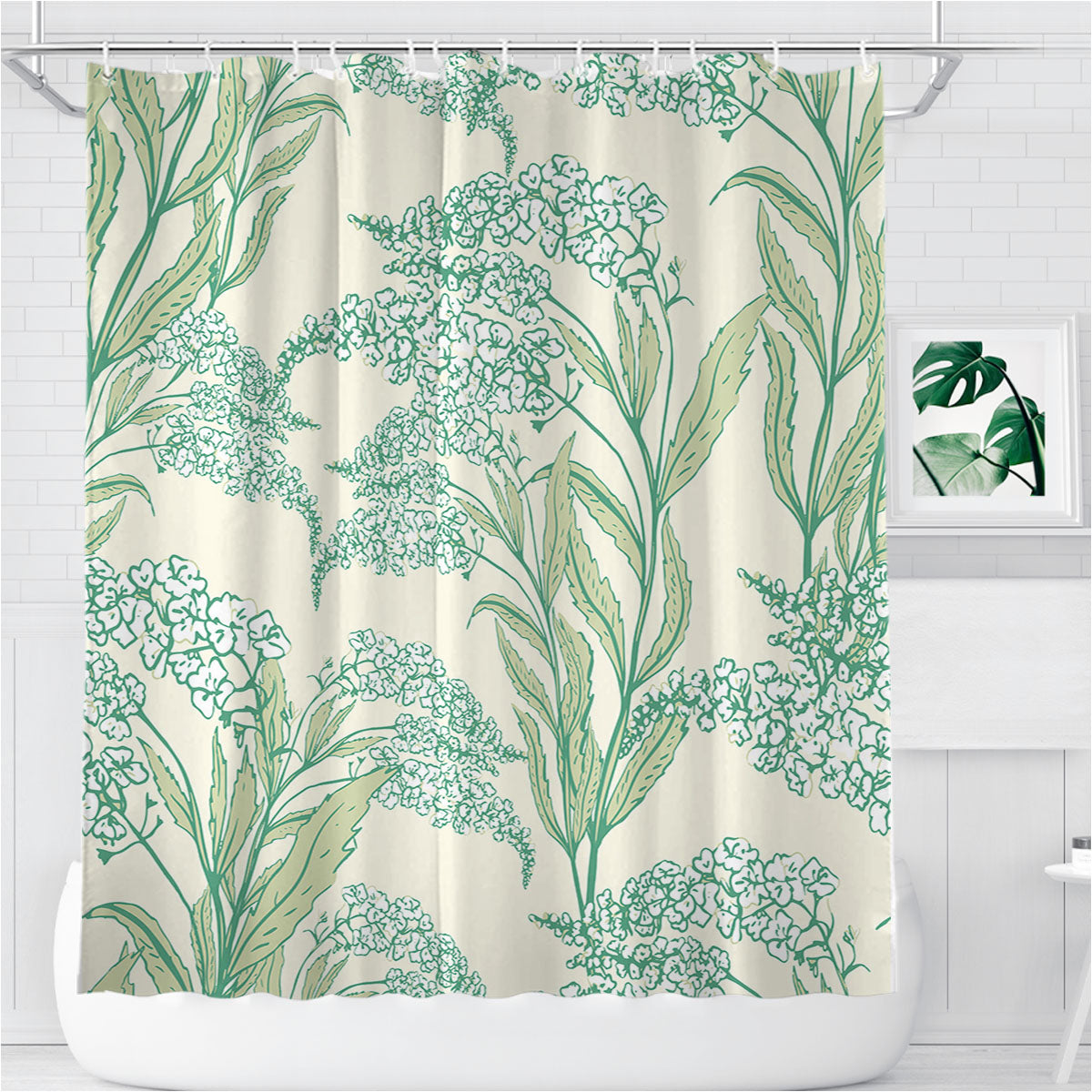 Spring Blossom Flower Bathroom Shower Curtain Fabric Waterproof | 66 X 72 Inch
