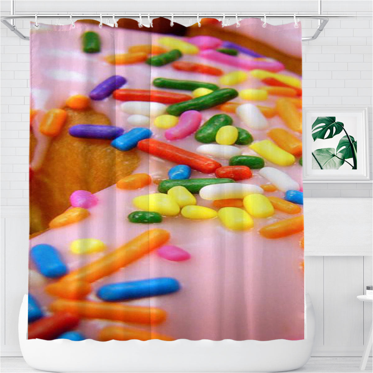 Sprinkle Donut Bathroom Shower Curtain Fabric Waterproof | 66 X 72 Inch
