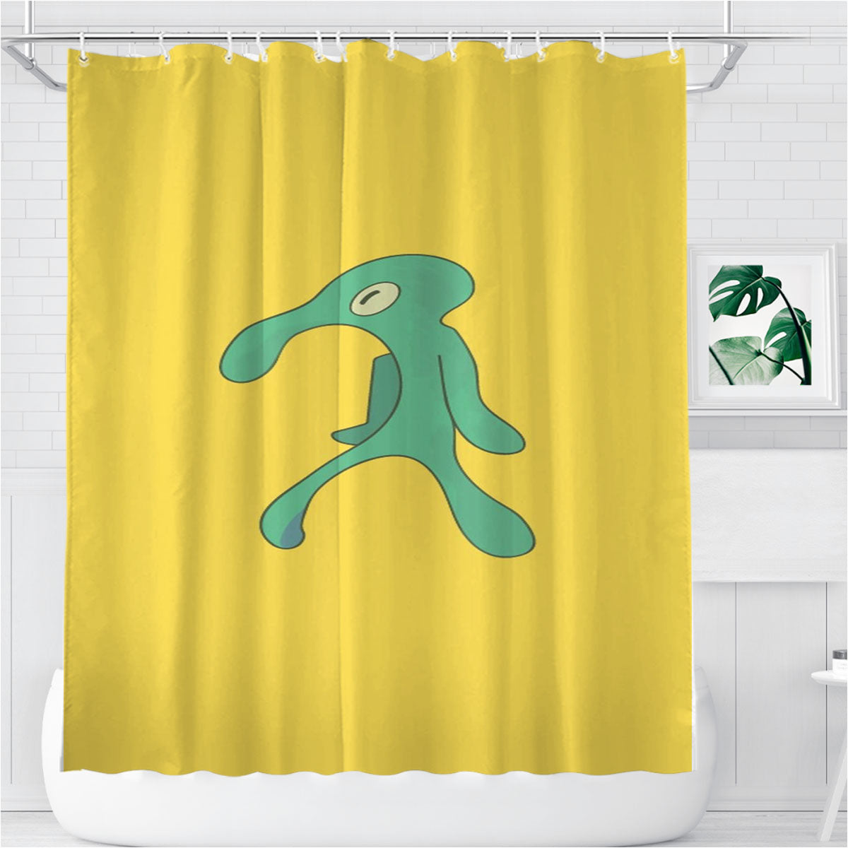 Squidward Art Bathroom Shower Curtain Fabric Waterproof | 66 X 72 Inch