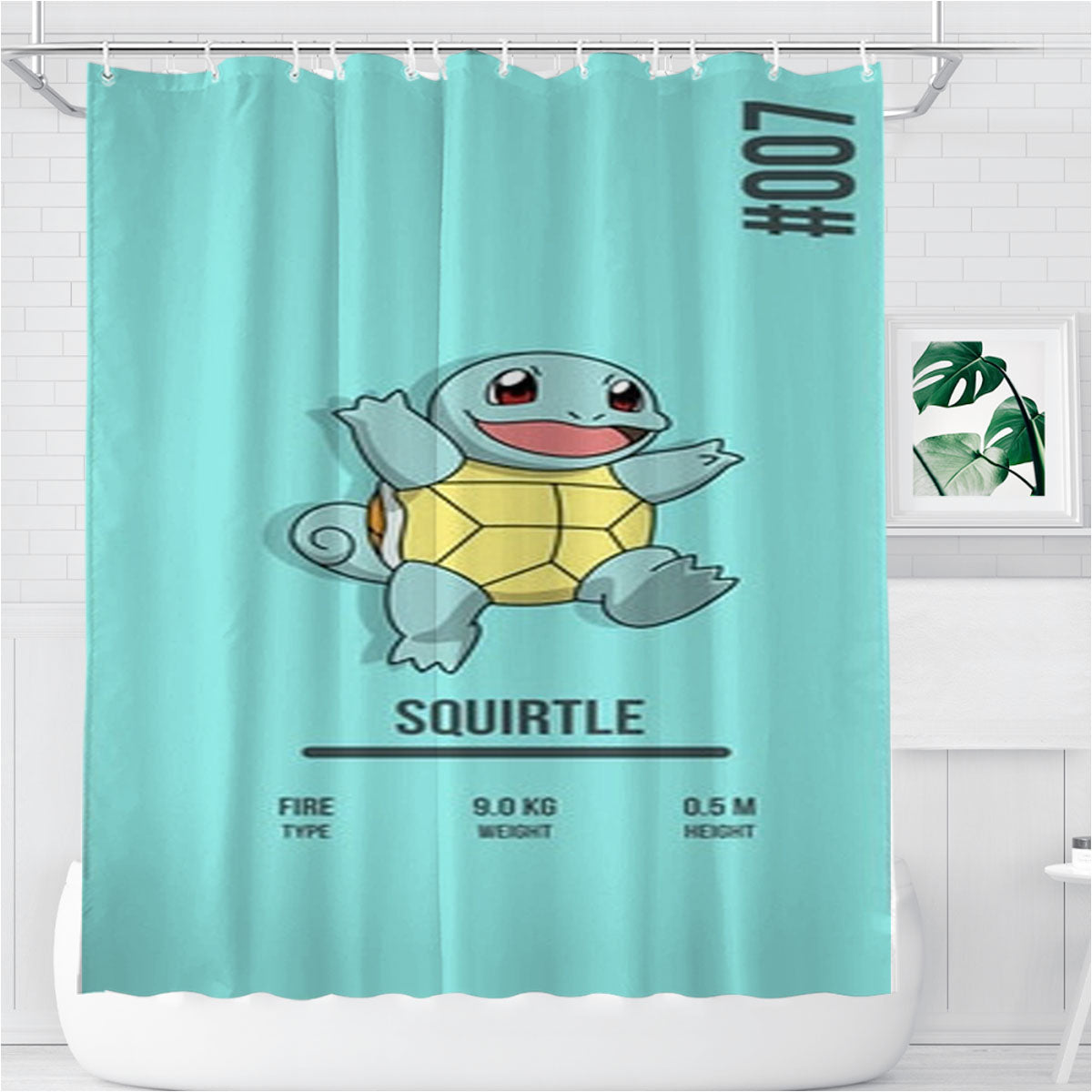 Squirtle Pokemon Bathroom Shower Curtain Fabric Waterproof | 66 X 72 Inch