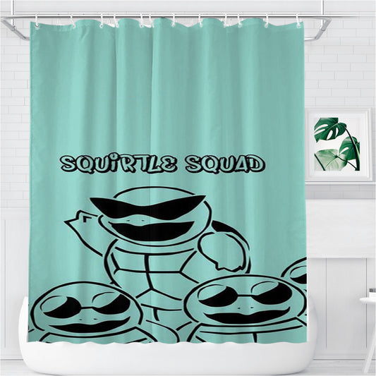 Personalized Squirtle Squad Shower Curtain Farmhouse Bathroom Decor
