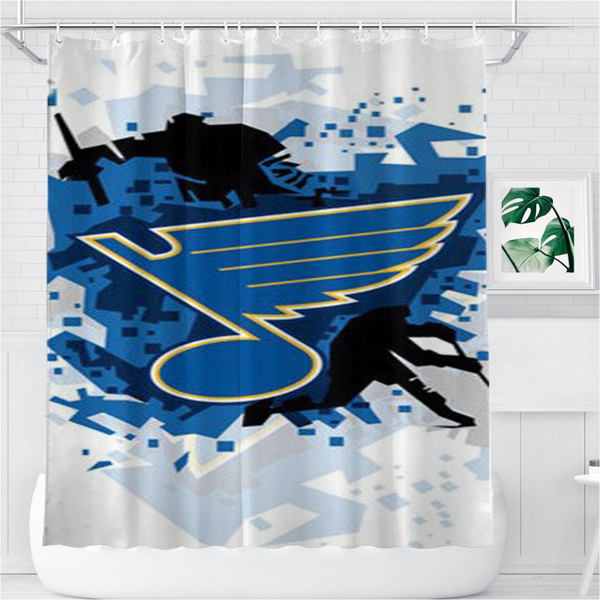 St Louis Blues Nhl Sport Logo Bathroom Shower Curtain Fabric Waterproof | 66 X 72 Inch