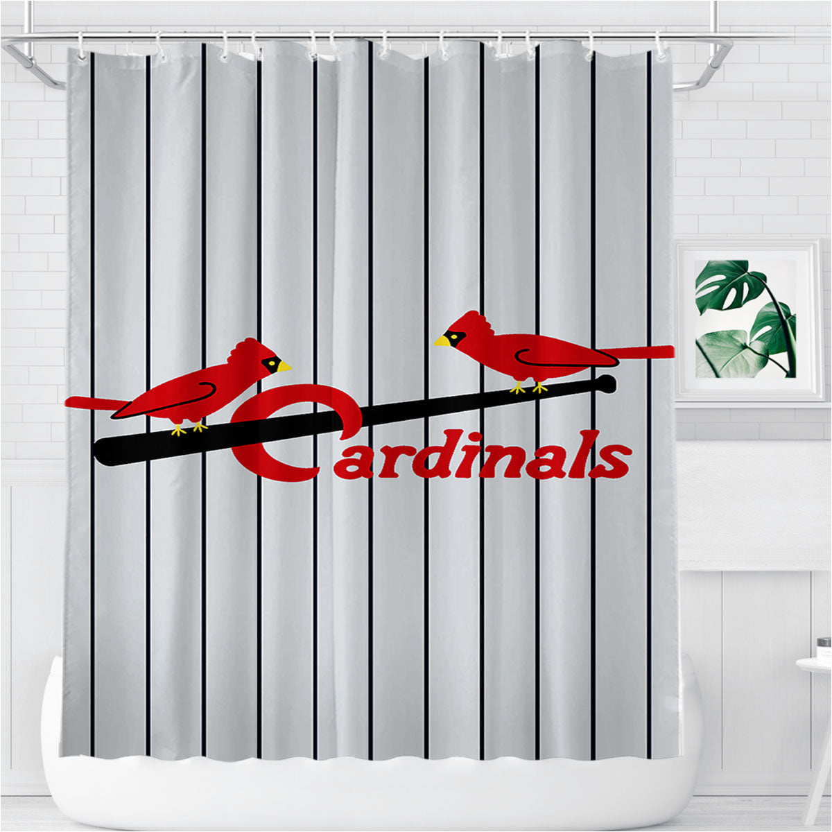 St Louis Cardinals Jersey Emblem Bathroom Shower Curtain Fabric Waterproof | 66 X 72 Inch