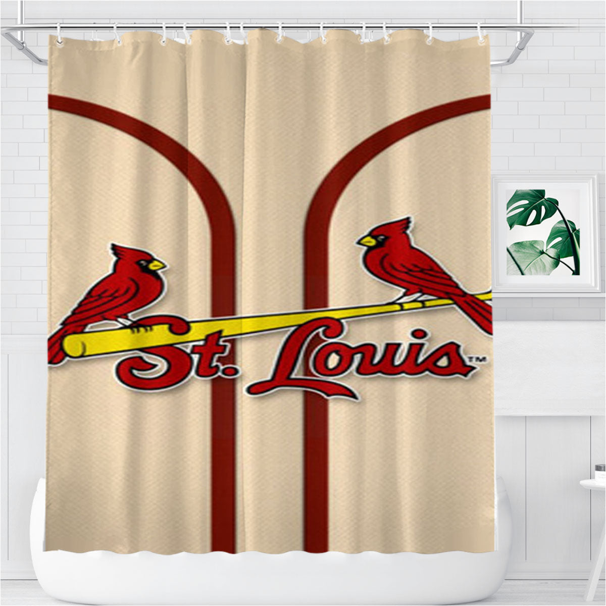 St Louis Cardinals Mlb Bathroom Shower Curtain Fabric Waterproof | 66 X 72 Inch