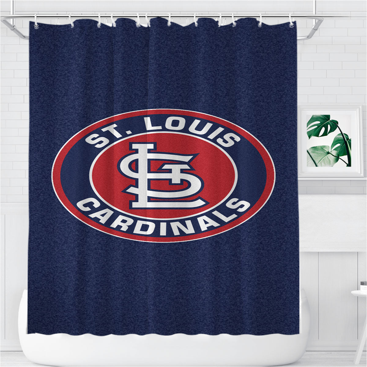 St Louis Cardinals Roundel Area Rug Bathroom Shower Curtain Fabric Waterproof | 66 X 72 Inch