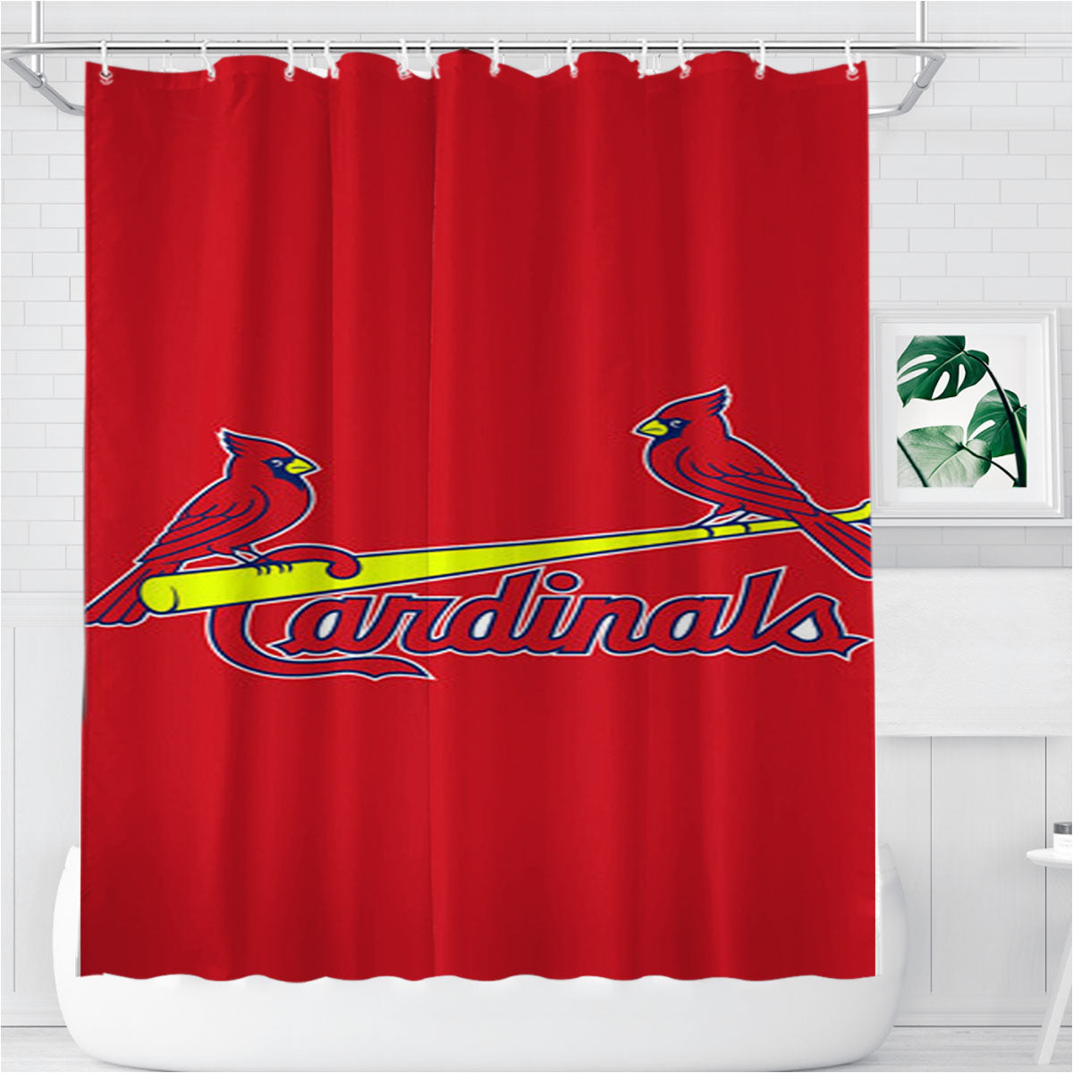 St Louis Cardinals Two Birds Bathroom Shower Curtain Fabric Waterproof | 66 X 72 Inch
