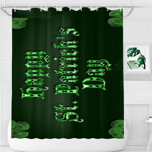 St Patricks Day Icon Bathroom Shower Curtain Fabric Waterproof | 66 X 72 Inch