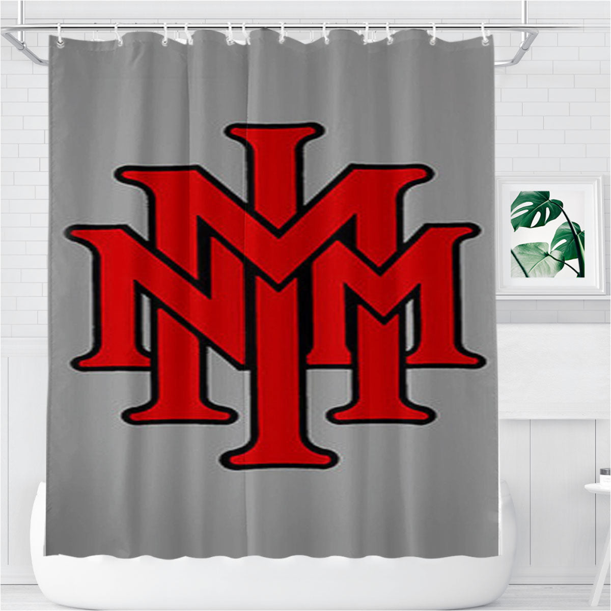 Stackednmmi Baseball Logo Gray Bathroom Shower Curtain Fabric Waterproof | 66 X 72 Inch