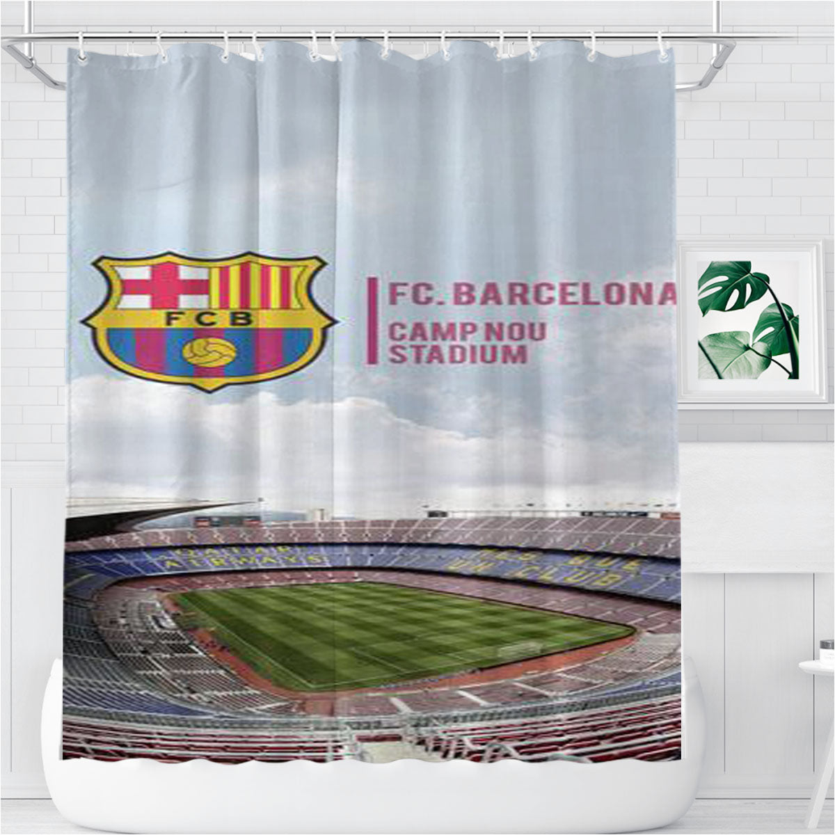 Stadium Camp Nou Bathroom Shower Curtain Fabric Waterproof | 66 X 72 Inch