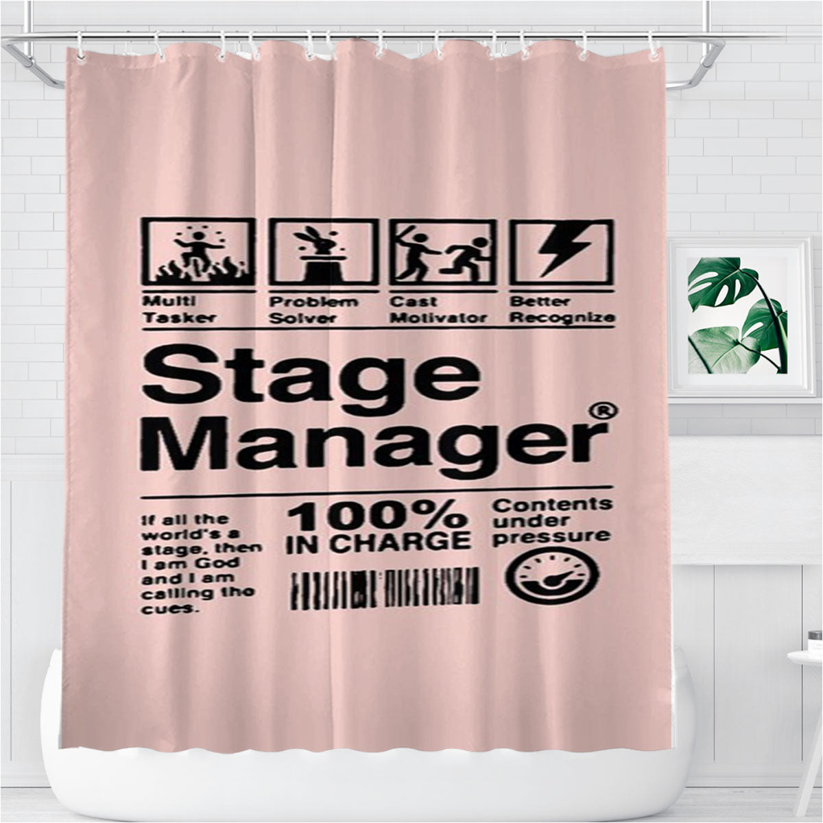 Stage Manager Musical Theatre Thespian Christmas Gift Bathroom Shower Curtain Fabric Waterproof | 66 X 72 Inch