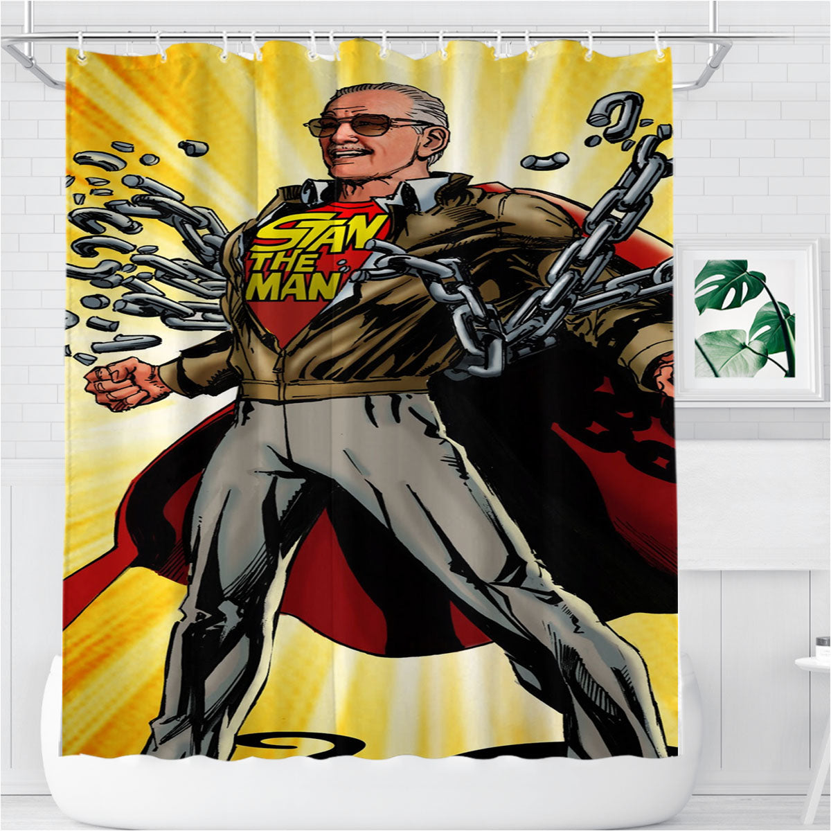 Stan Lee Stan The Man Marvel Super Hero Bathroom Shower Curtain Fabric Waterproof | 66 X 72 Inch