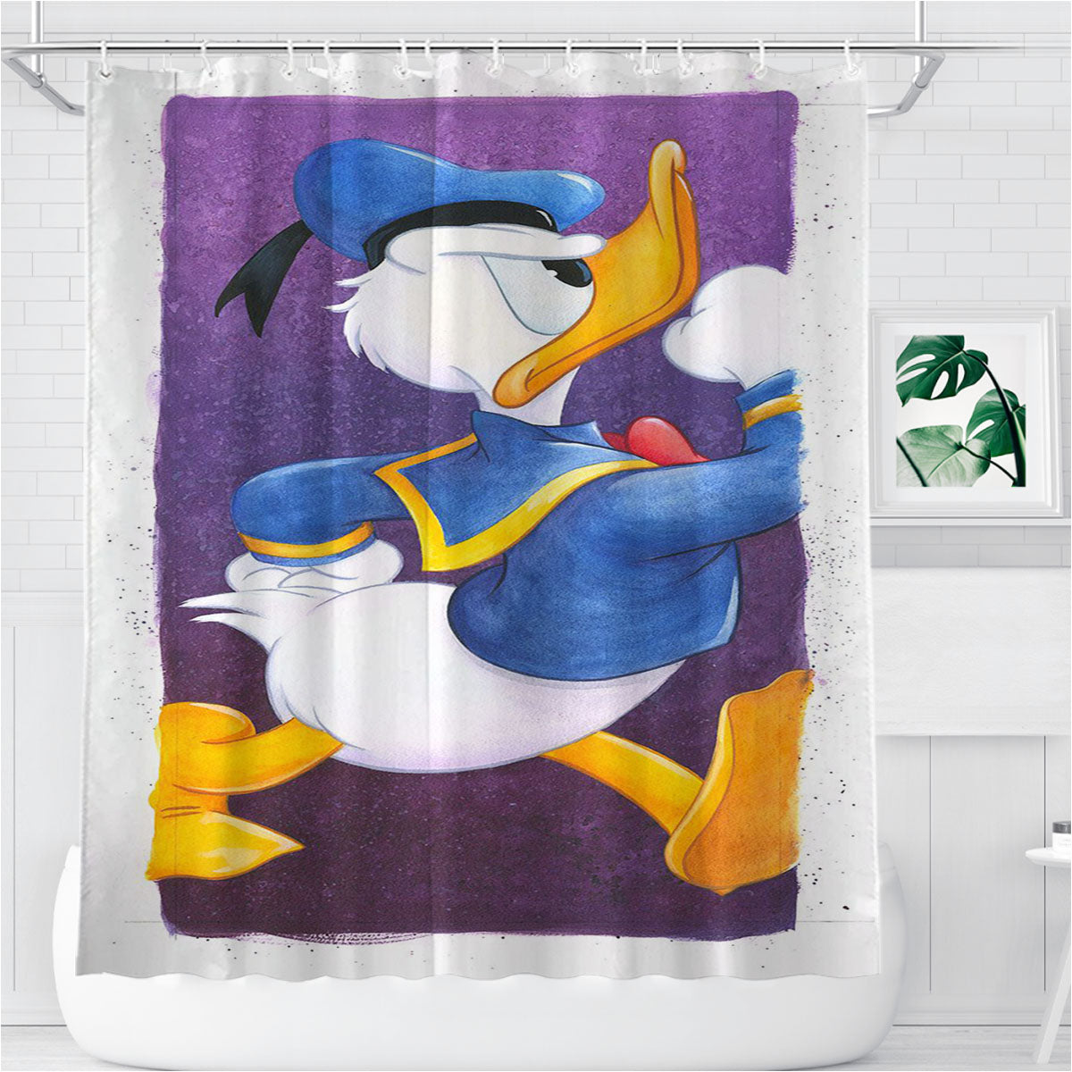 Stand Donald Duck Bathroom Shower Curtain Fabric Waterproof | 66 X 72 Inch