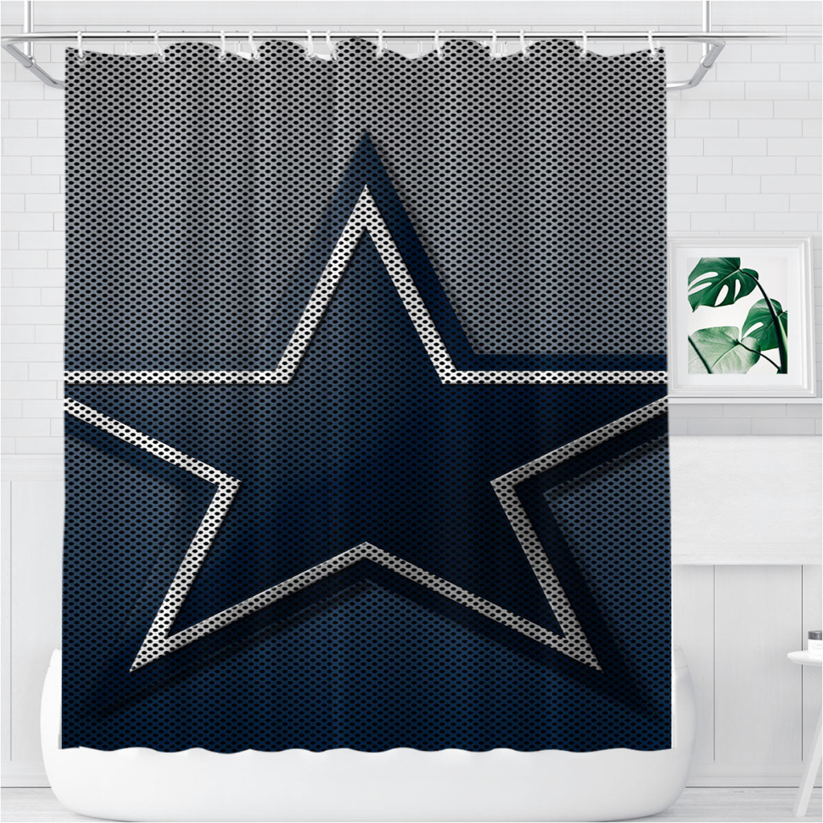 Star Dallas Cowboy Carbon Fiber Logo Bathroom Shower Curtain Fabric Waterproof | 66 X 72 Inch