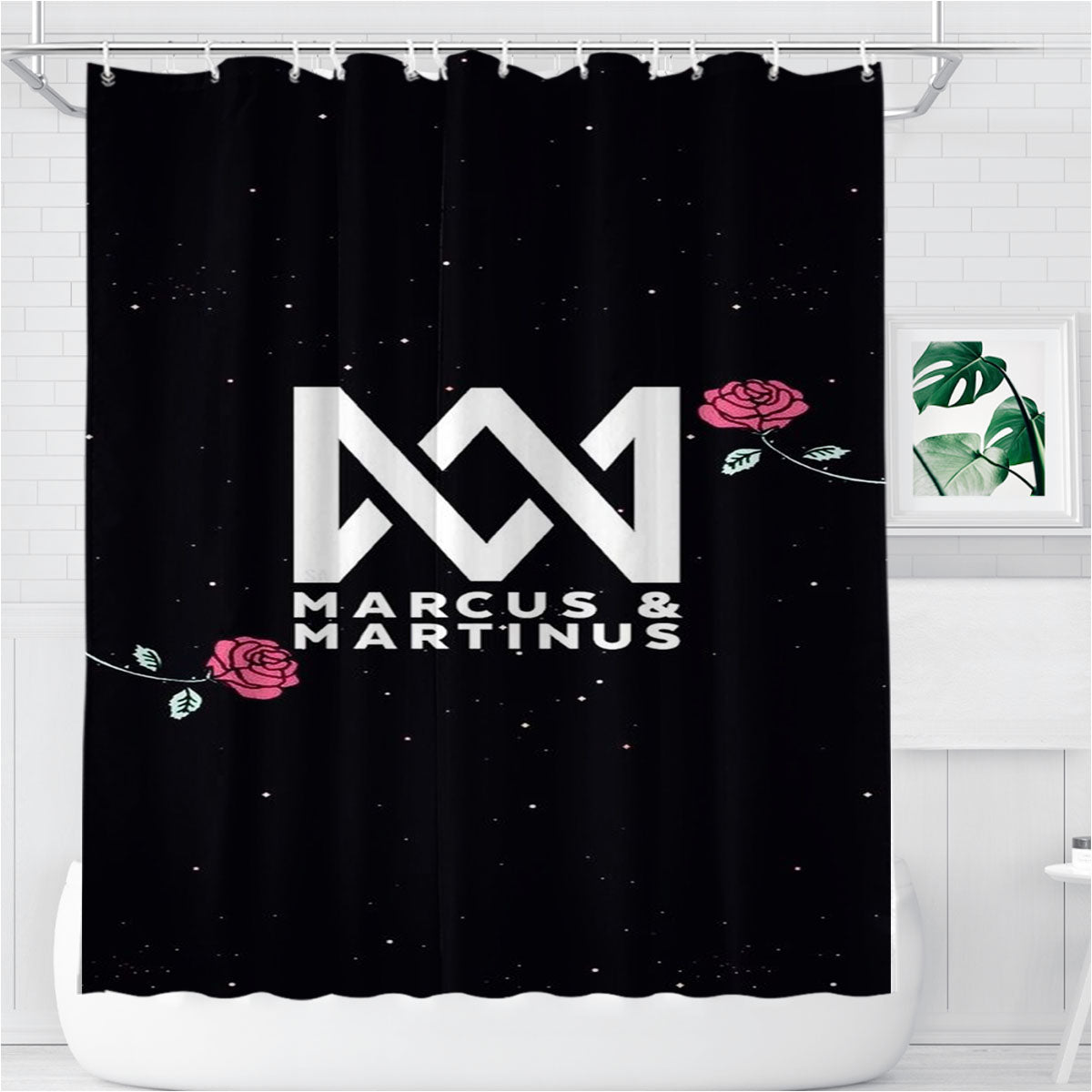 Star Flower Marcus And Martinus White Logo Bathroom Shower Curtain Fabric Waterproof | 66 X 72 Inch