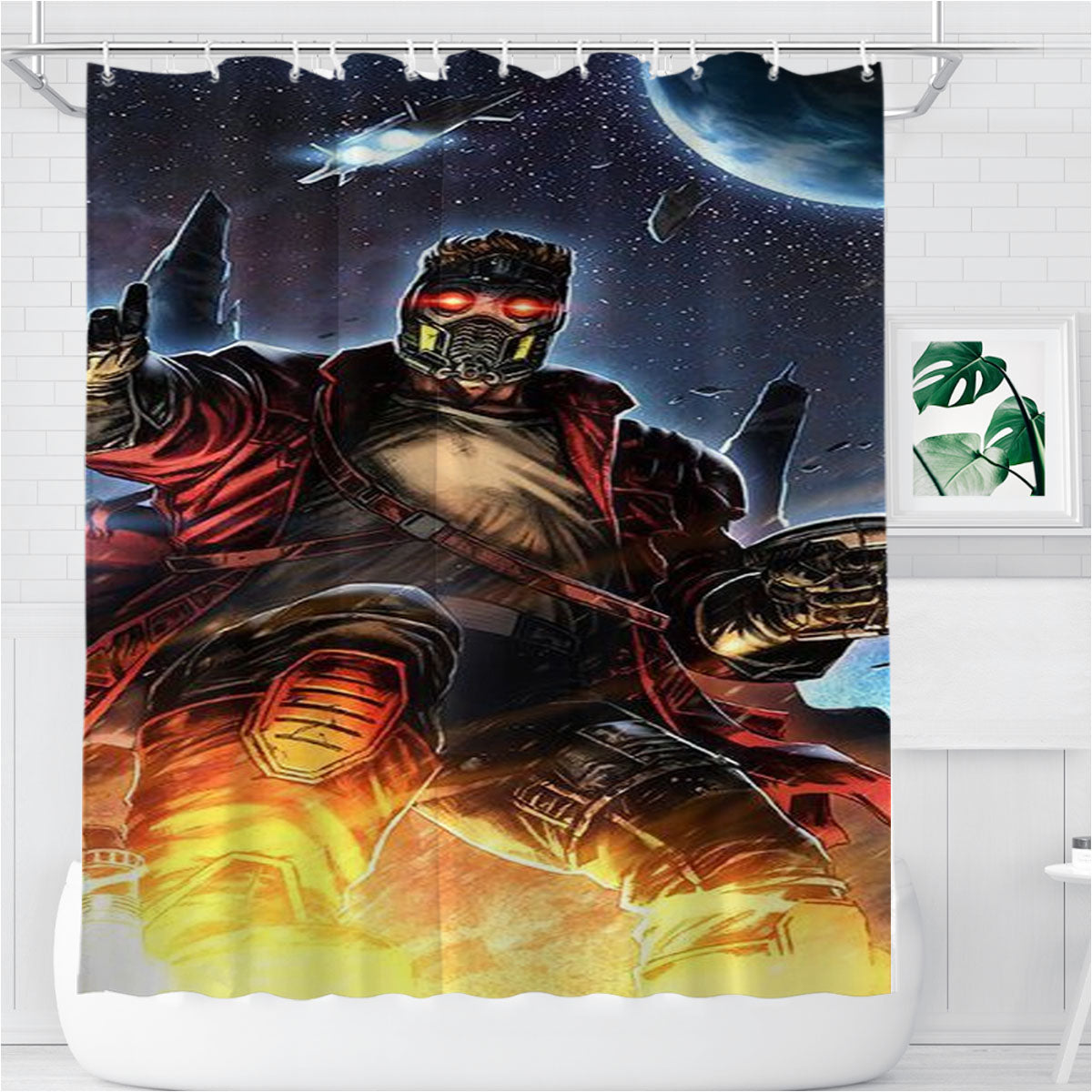 Star Lord Galaxy War Bathroom Shower Curtain Fabric Waterproof | 66 X 72 Inch