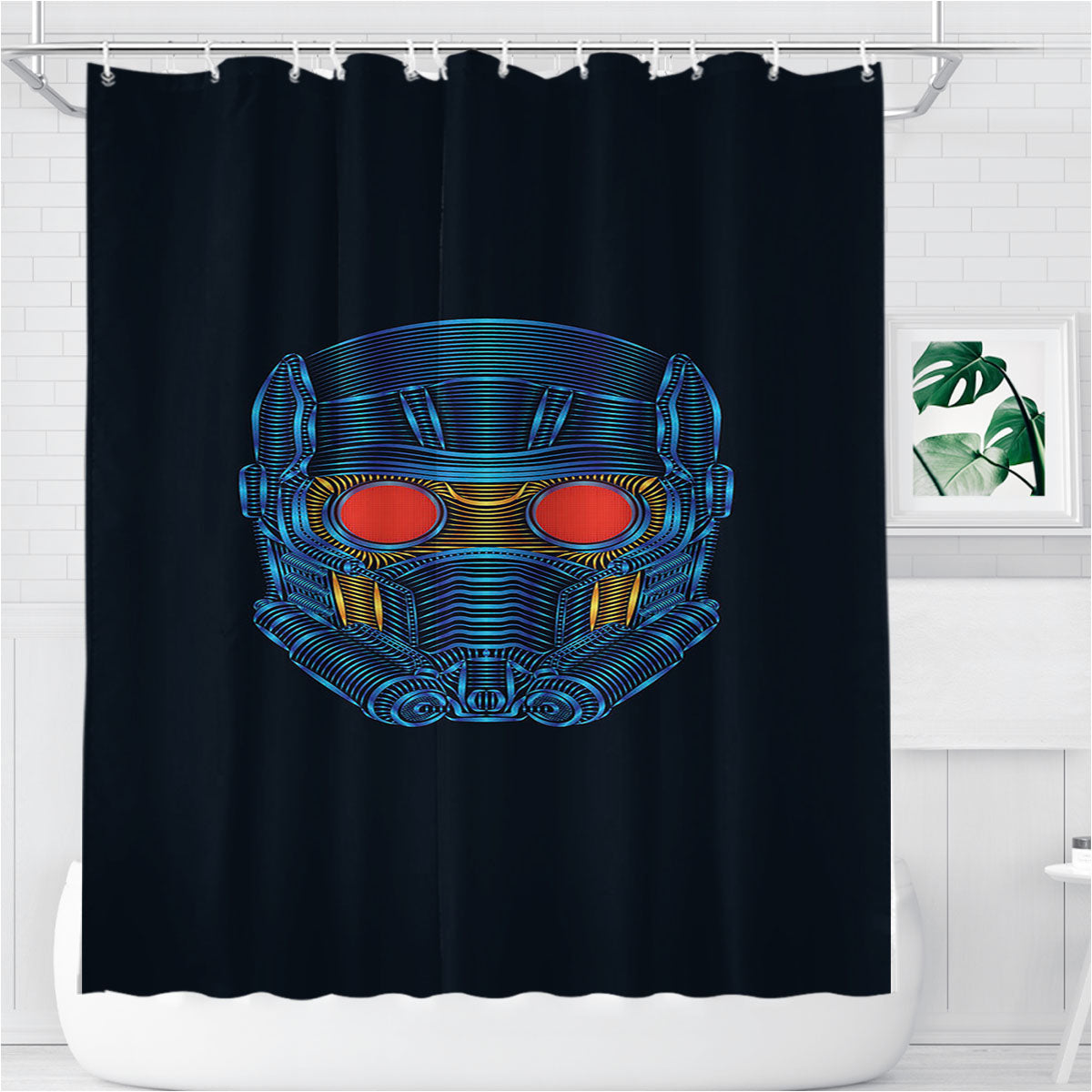Star Lord Mask Minimalist Wallpaper Bathroom Shower Curtain Fabric Waterproof | 66 X 72 Inch