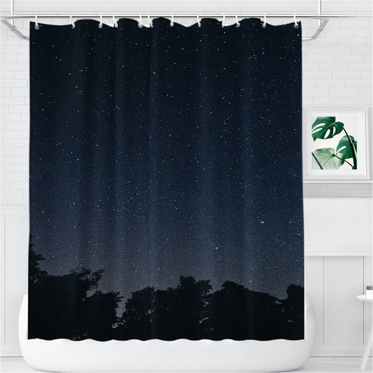 Star Night Bathroom Shower Curtain Fabric Waterproof | 66 X 72 Inch