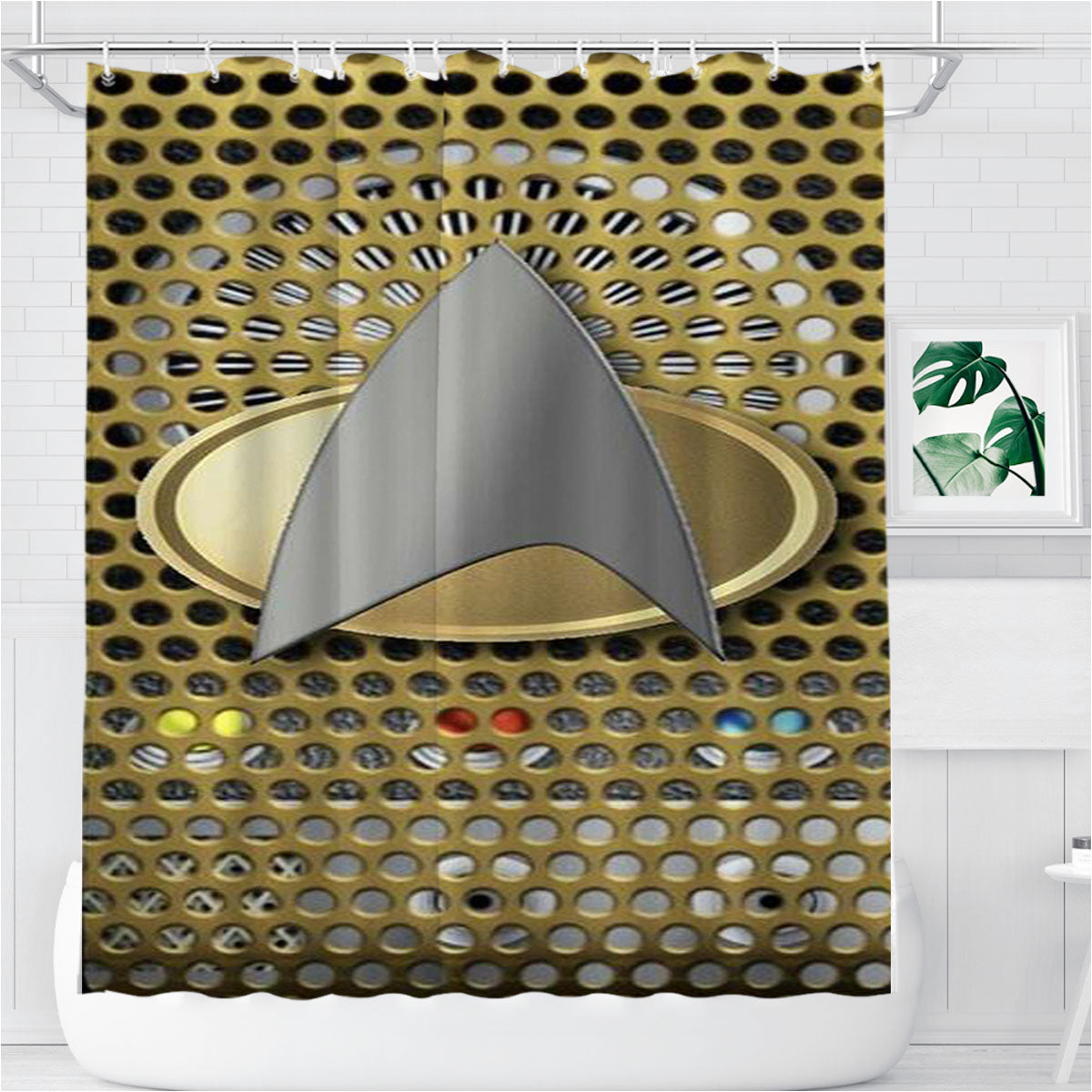 Star Trek Communicator Symbol Bathroom Shower Curtain Fabric Waterproof | 66 X 72 Inch