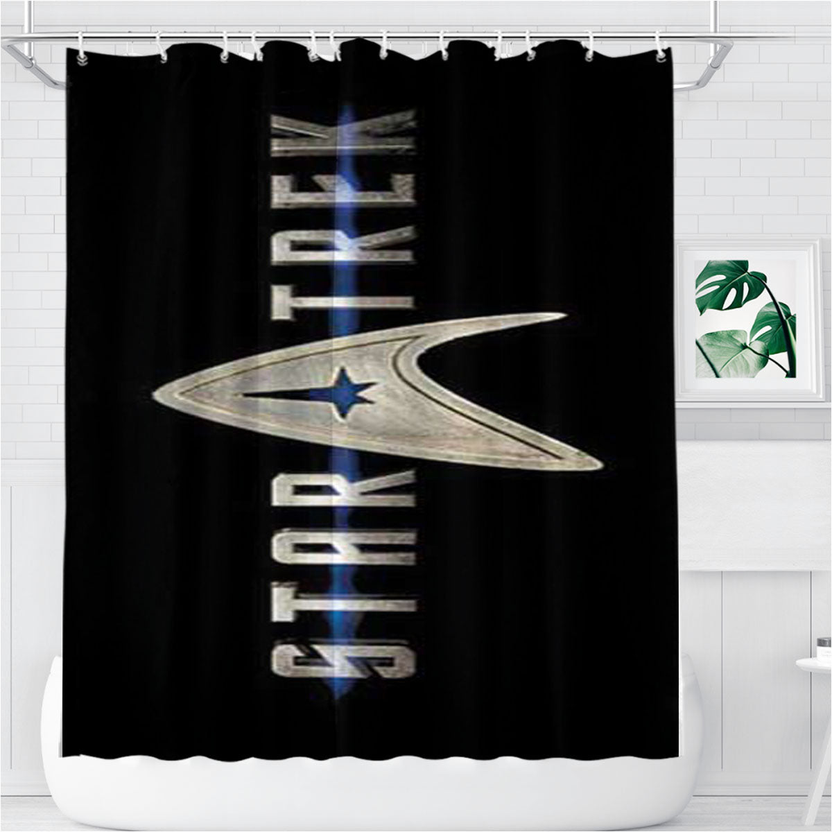 Star Trek Logo Blue Line Bathroom Shower Curtain Fabric Waterproof | 66 X 72 Inch