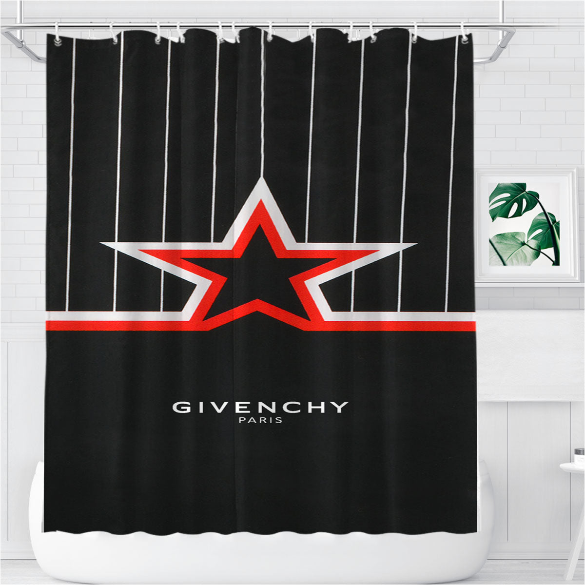 Star Wallet Givenchy Bathroom Shower Curtain Fabric Waterproof | 66 X 72 Inch