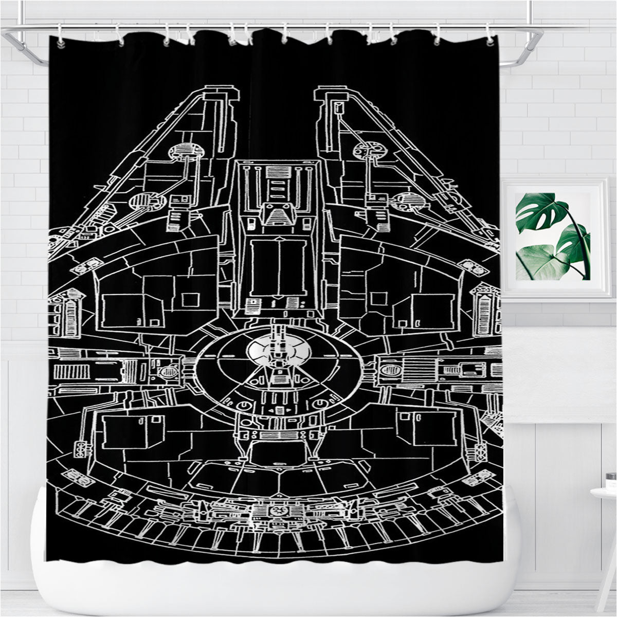 Star Wars Falcon Bathroom Shower Curtain Fabric Waterproof | 66 X 72 Inch