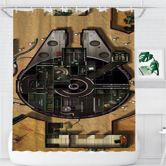 Personalized Star Wars Ship Map Shower Curtain Farmhouse Bathroom Decor