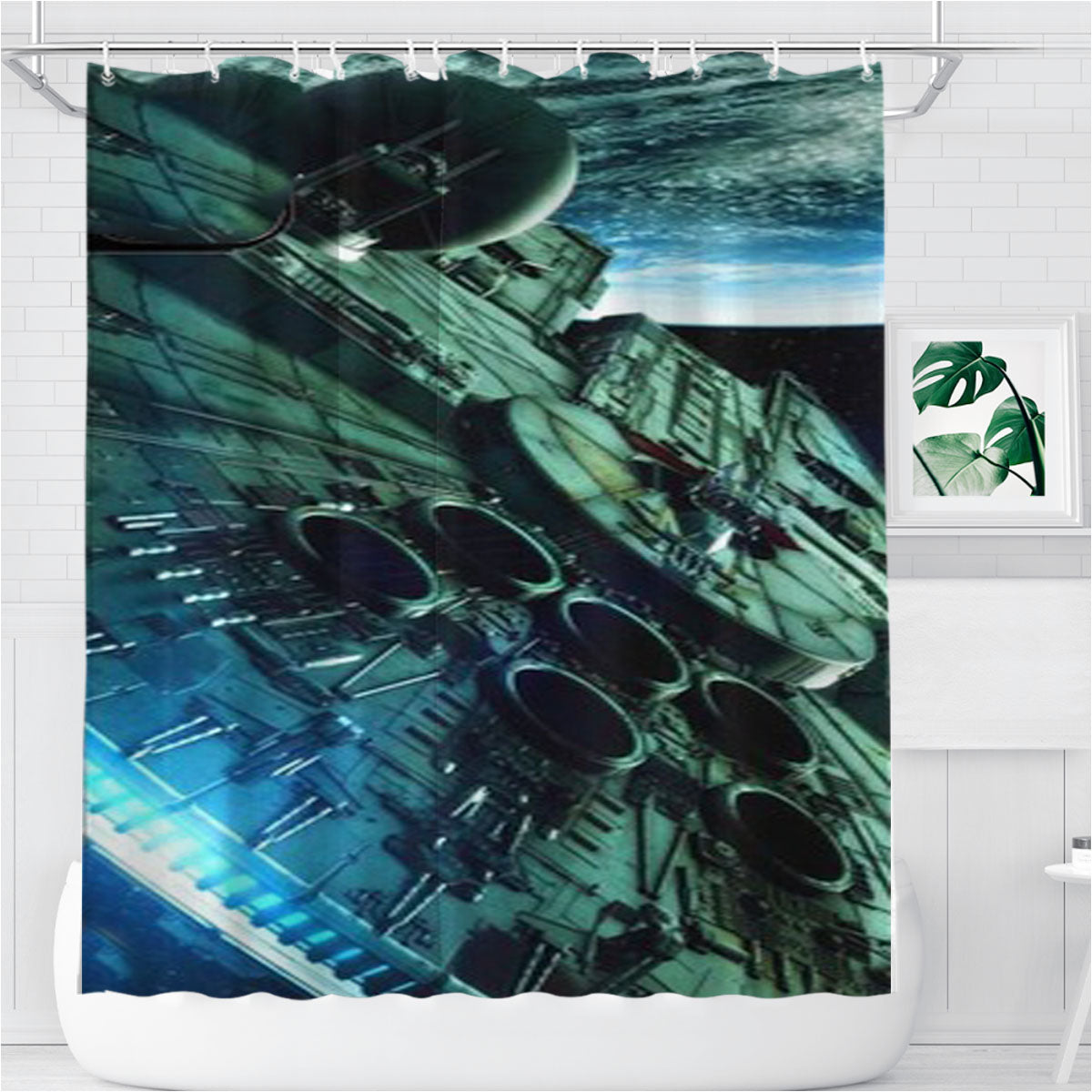 Star Wars Spaceship Planet Bathroom Shower Curtain Fabric Waterproof | 66 X 72 Inch