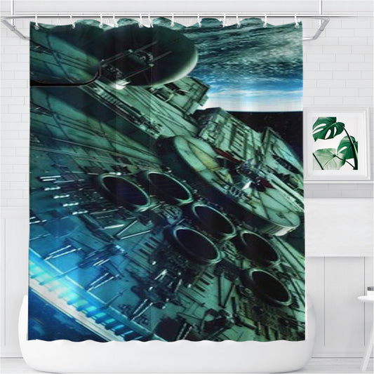 Personalized Star Wars Spaceship Planet Shower Curtain Farmhouse Bathroom Decor