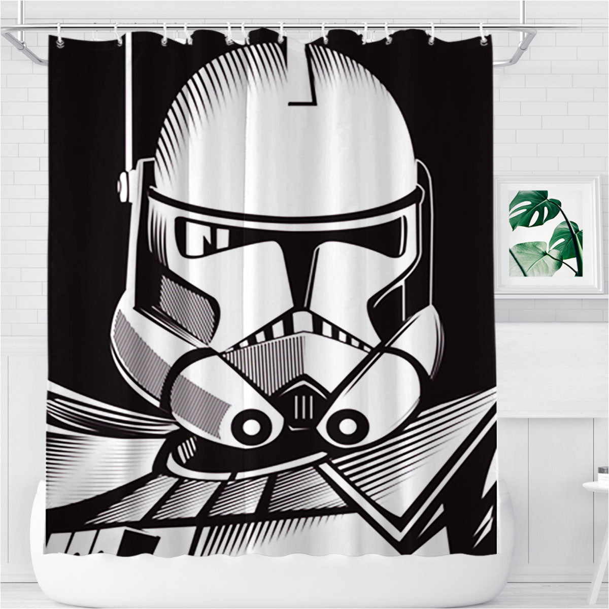 Star Wars Stormtrooper Vector Bathroom Shower Curtain Fabric Waterproof | 66 X 72 Inch
