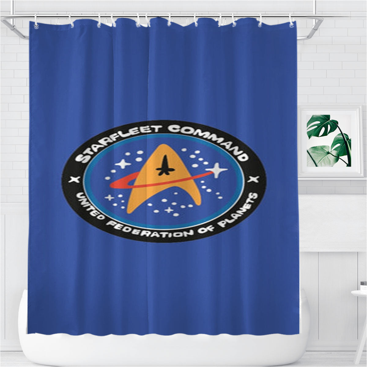 Starfleet Command Bathroom Shower Curtain Fabric Waterproof | 66 X 72 Inch
