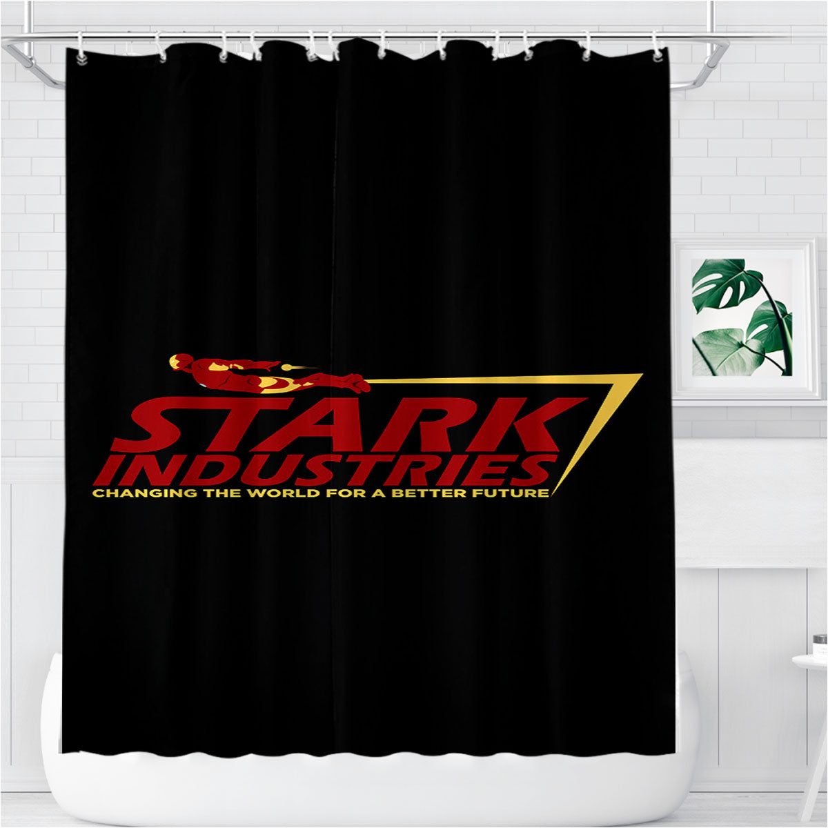 Stark Industries Collaboration Iron Man Emblem Bathroom Shower Curtain Fabric Waterproof | 66 X 72 Inch