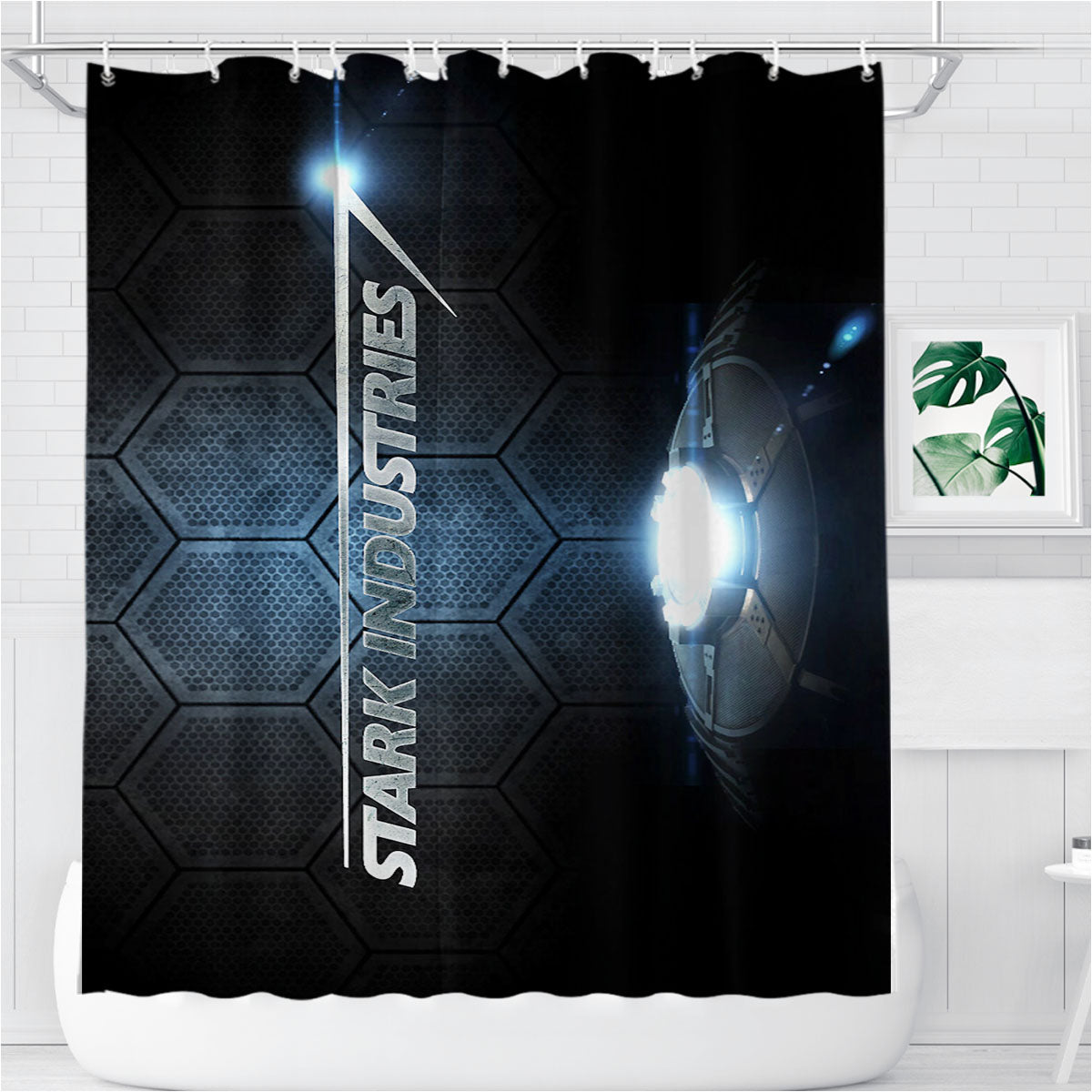 Stark Industries Plant X Iron Man Bathroom Shower Curtain Fabric Waterproof | 66 X 72 Inch