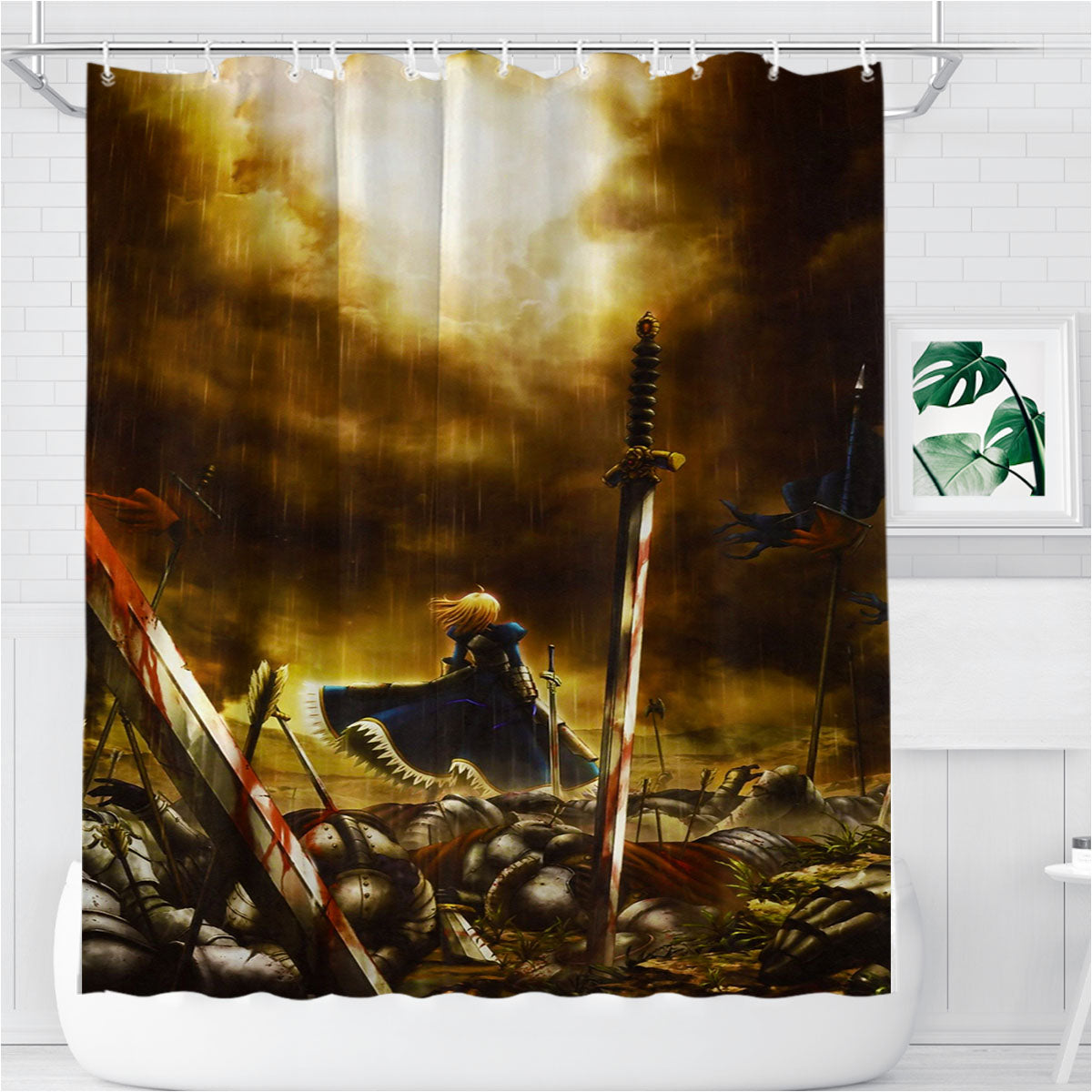 Stay Night Saber Fate Bathroom Shower Curtain Fabric Waterproof | 66 X 72 Inch