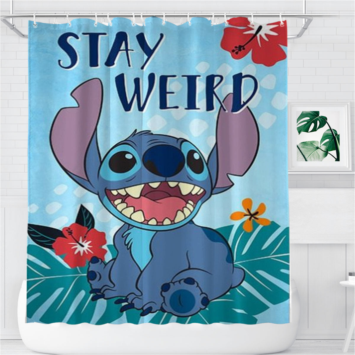 Stay Weird Stitch Bathroom Shower Curtain Fabric Waterproof | 66 X 72 Inch