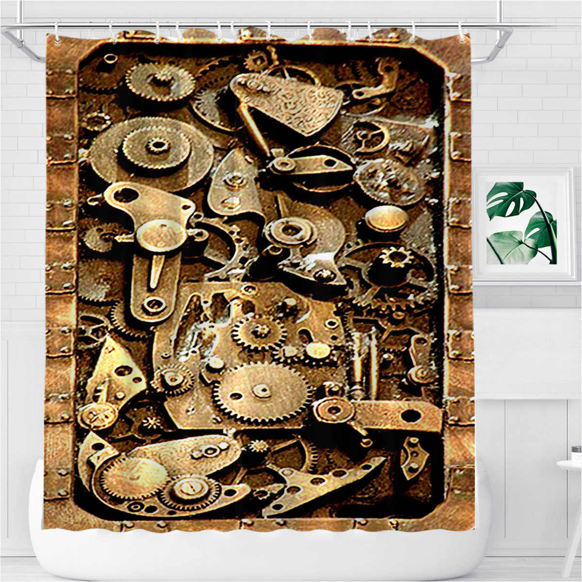Steampunk 2 Bathroom Shower Curtain Fabric Waterproof | 66 X 72 Inch