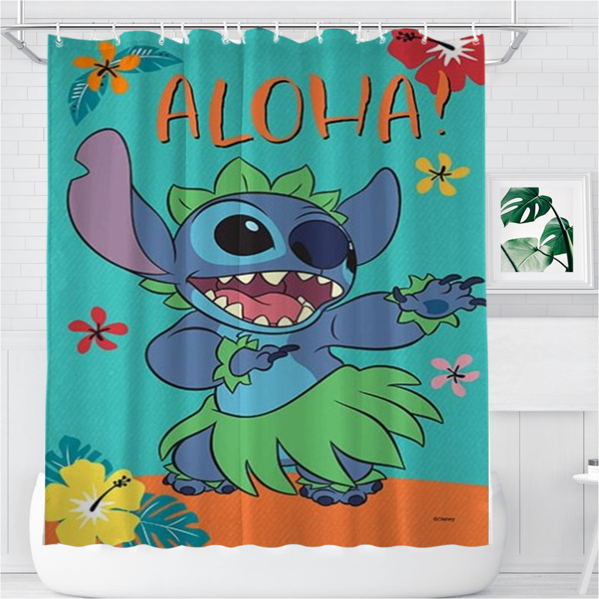 Stitch Tropical Aloha Bathroom Shower Curtain Fabric Waterproof | 66 X 72 Inch