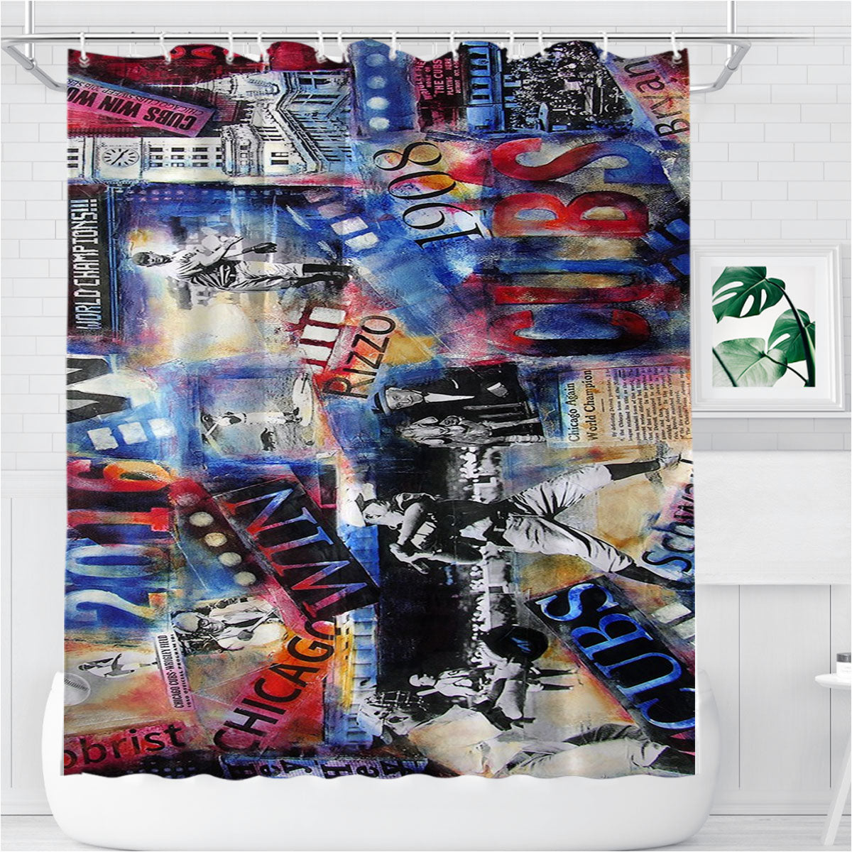 Story Of Chicago Cubs Bathroom Shower Curtain Fabric Waterproof | 66 X 72 Inch